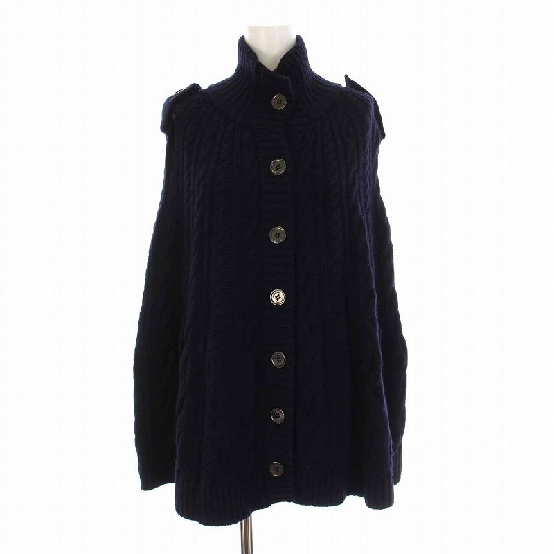 【希少】　バーバリーロンドン　ポンチョ　ケーブルニット　ネイビー　カシミヤ混 バーバリー ロンドン BURBERRY LONDON ポンチョ ニット コート