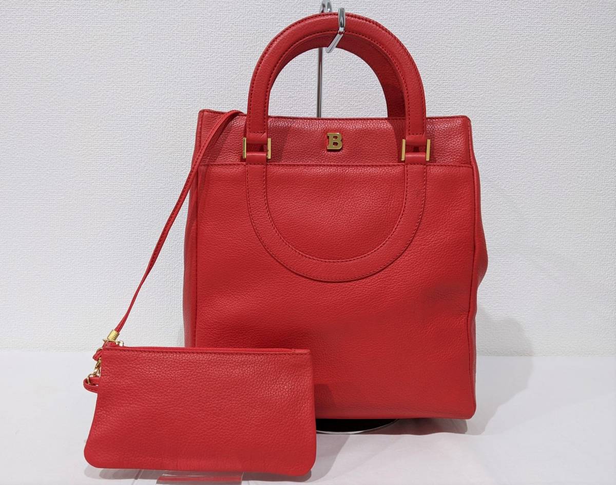 H150】1円～ BALLY バリー ハンドバッグ トートバッグ レザー レッド 