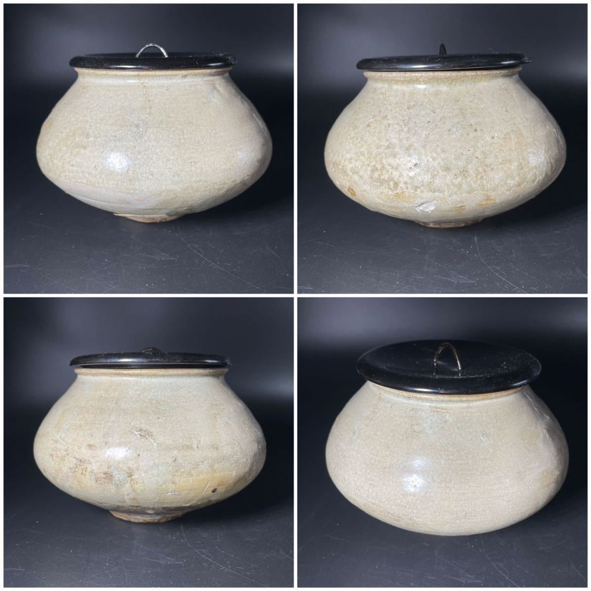 DH540 △ 朝鮮美術 李朝・高麗 高麗青磁水指 自然釉 漆蓋付