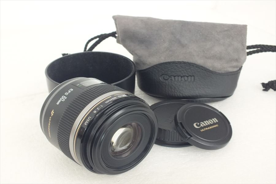 □ Canon キャノン EF-S 60mm 2.8 レンズ ソフトケース付き 中古
