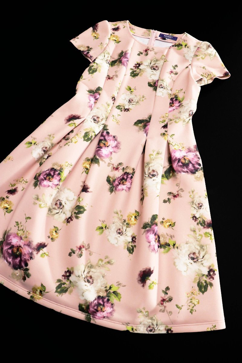 エムズグレイシーサイズ38 | フラワープリントAラインドレス 0