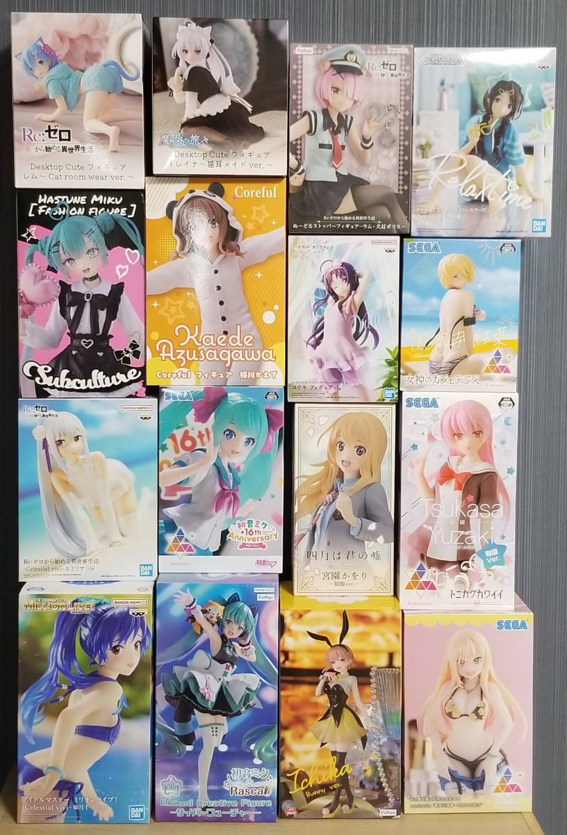 美少女フィギュア まとて16個 初音ミク Re.ゼロ他 FIG]初音ミク Happy
