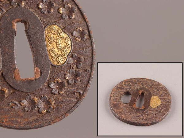 鉄鍔 刀装具 武具 古美術 象嵌 時代物 古美術 時代武具 刀装具 古鉄造 鍔 金象嵌 細密細工 時代物 極上品 初