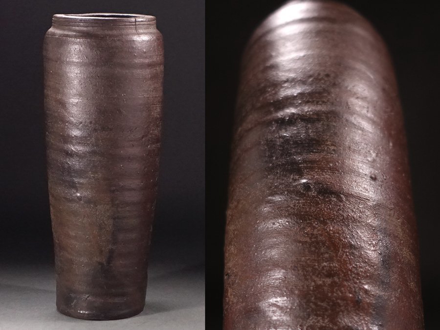 ∇花∇17～18世紀南蛮古陶 味の良い南蛮焼締花生