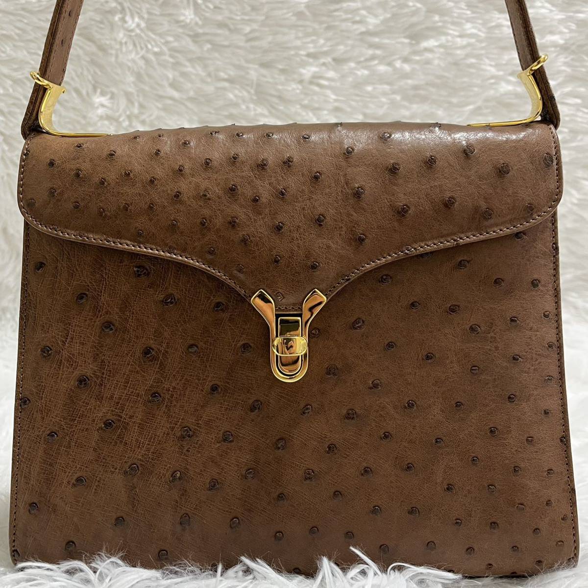 美品 KWANPEN 【極美品】クワンペン オーストリッチ ハンドバッグ