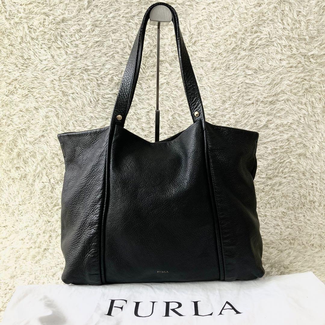 フルラ FURLA トートバッグ ブラック 黒 レザー 革 シボ革 A4収納可