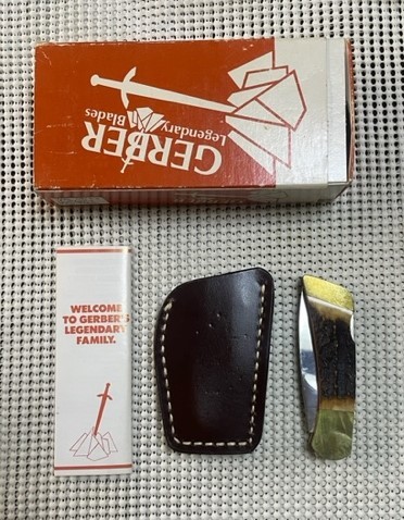 GERBER(USA) FOLDING SPORTSMAN-1 Stag LetherSheath 【デッドストック