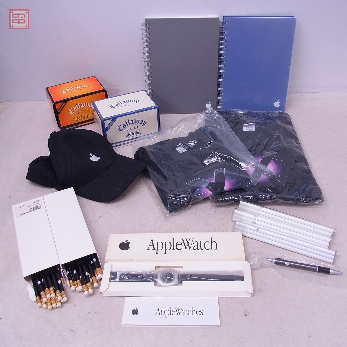 Apple/INTEL AppleWatch/Tシャツ/鉛筆/キャップ/ノート/ボールペン/ゴルフボール等 アップル/インテル関連グッズ まとめてセット【20