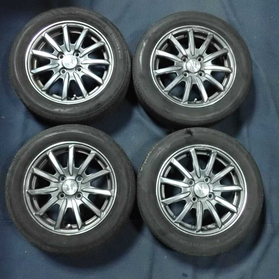 平成27年 N-WGN エヌワゴン JH1 前期 純正 アルミホイール タイヤ 4本セット 4穴 155/65R14 中古 即決