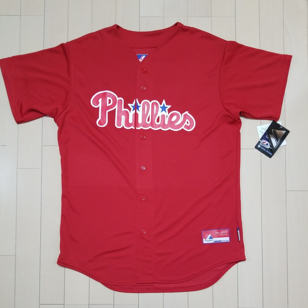 Majestic　フィラデルフィア　フィリーズ　ユニフォーム　MLB　sizeM　made in USA　マジェスティック　ベースボールシャツ　アメリカ製