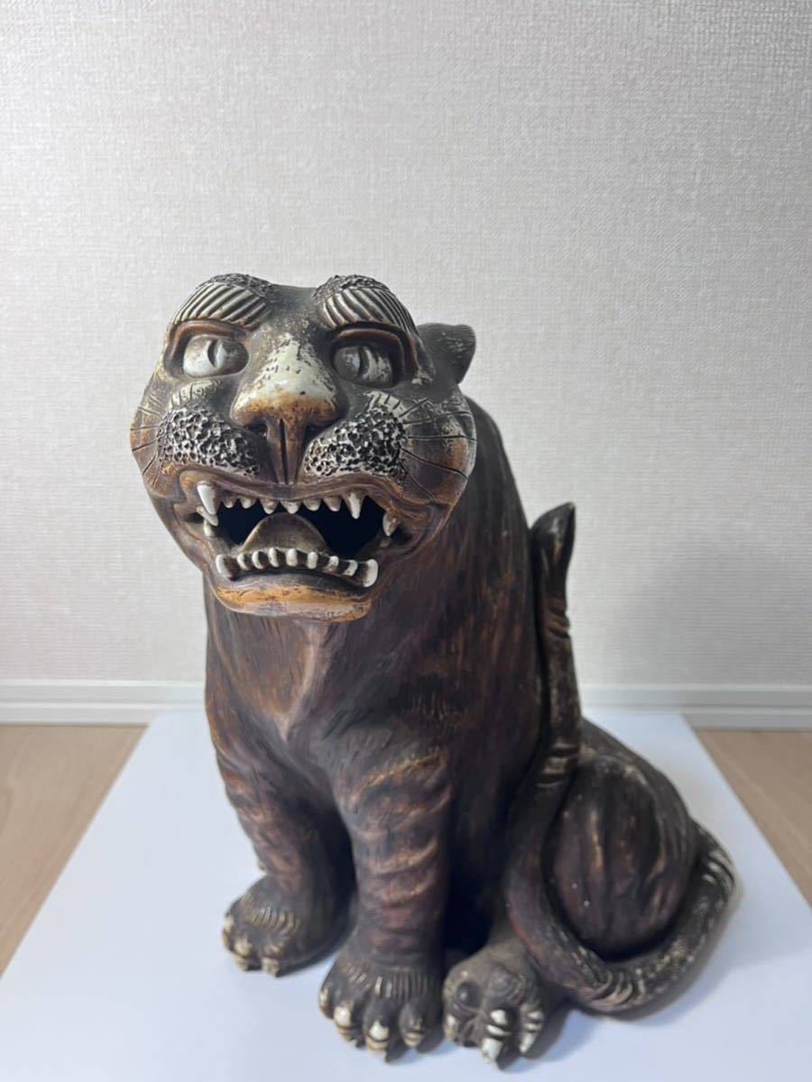 トラ虎猫焼物置物 鍋島大川内焼 代表作品  江戸期 献上の一品 トラ 虎猫 焼物 置物】／煎茶道具 鍋島大川内焼 江戸／(陶磁一般
