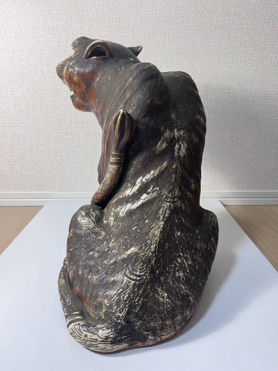 トラ 虎猫 焼物 置物】／煎茶道具 鍋島大川内焼 江戸／(陶磁一般
