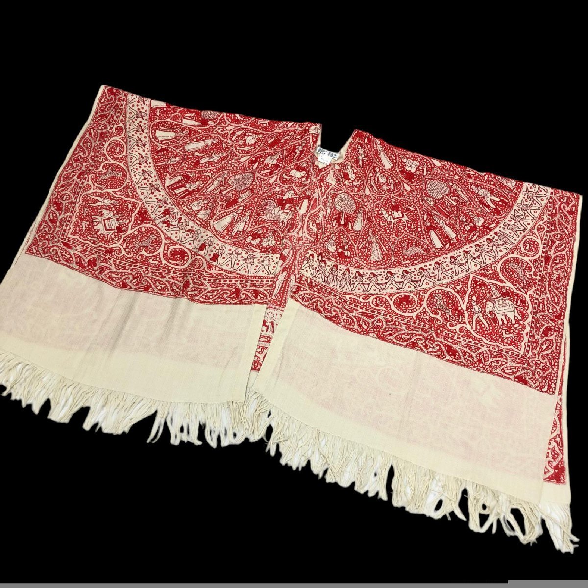 エルメス 大判 ストール 総柄 エスニック系 ポンチョ風 カシミヤ×シルク 国内正規品