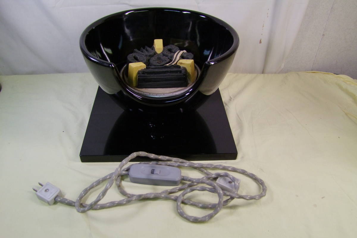 お茶道具　野々田式　風炉型電熱器　真塗　紅鉢型