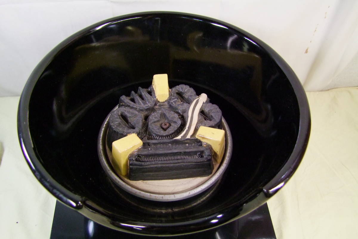 お茶道具　野々田式　風炉型電熱器　真塗　紅鉢型