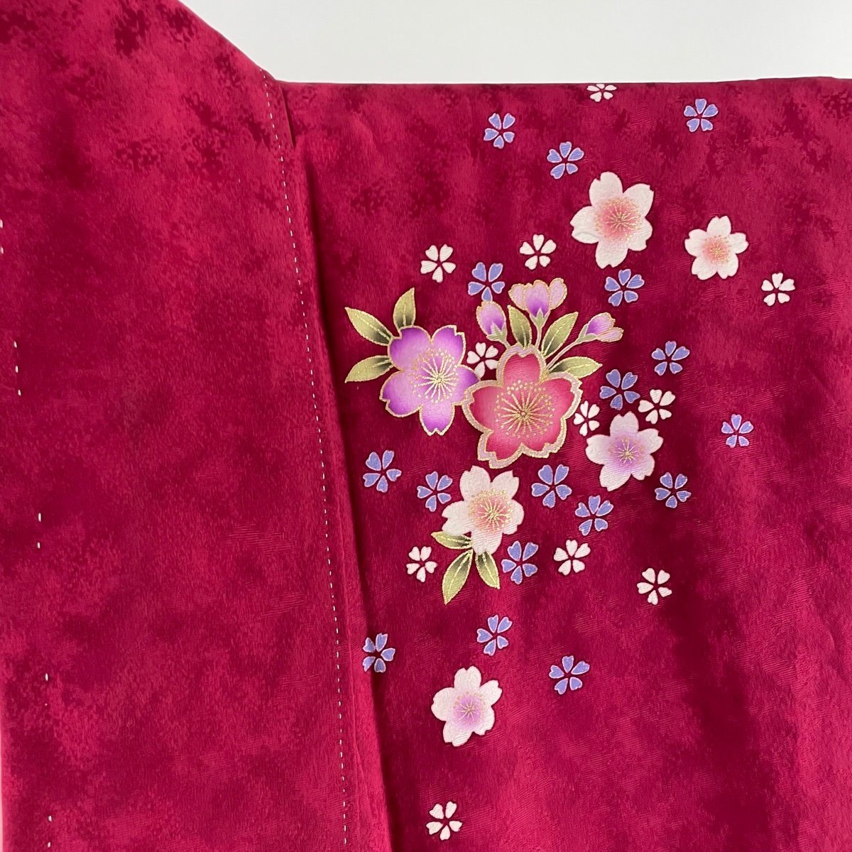 美品 振袖 身丈167cm 裄丈66cm M 袷 牡丹 桜 金彩 刺繍 赤 正絹