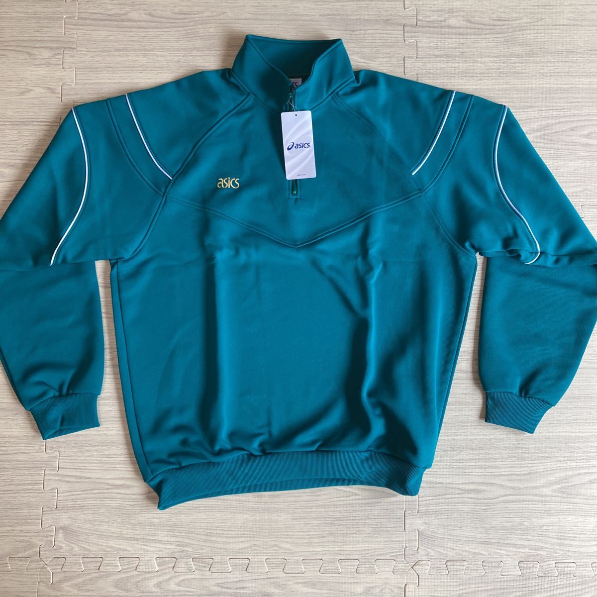 新品未使用品★長袖 ジャージ 2XOサイズasics緑　白ライン　体操着　体操服　運動着　ジャージ　トレーニング　スポーツ　コスプレ　衣装_2