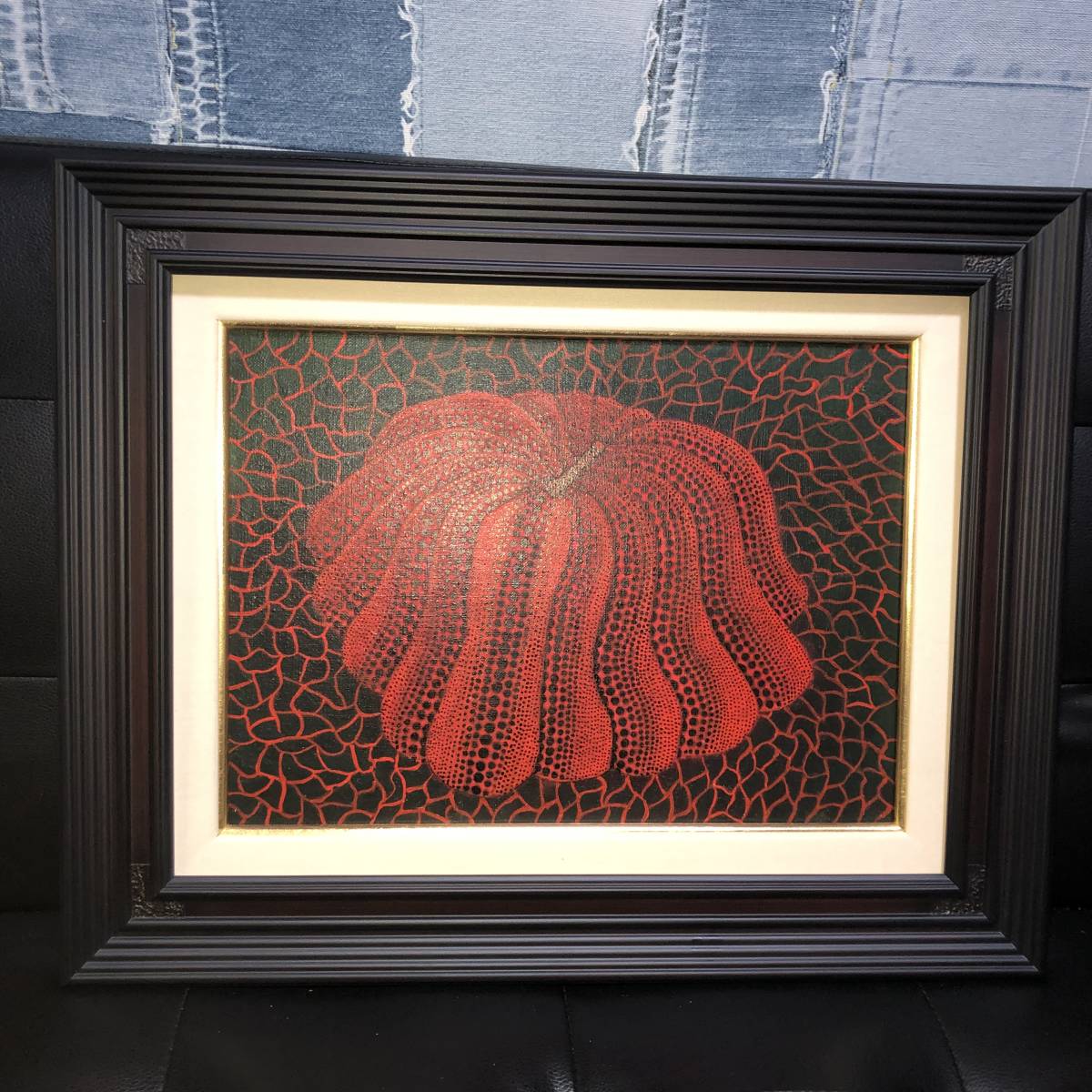 絵画美術 油彩画 草間彌生 かぼちゃ 1999年作品 直筆肉筆 サイン 額装