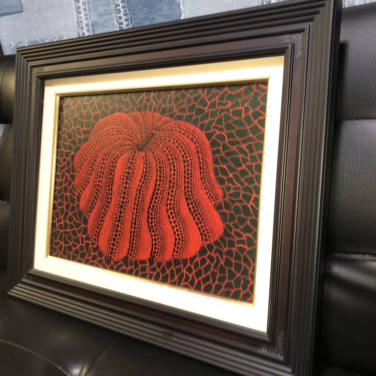 絵画美術 油彩画 草間彌生 かぼちゃ 1999年作品 直筆肉筆 サイン 額装