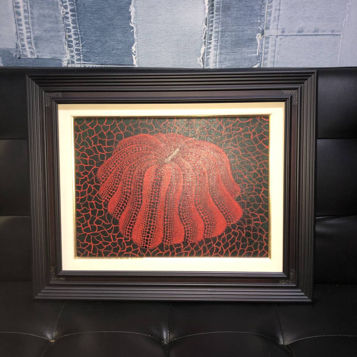 絵画美術 油彩画 草間彌生 かぼちゃ 1999年作品 直筆肉筆 サイン 額装