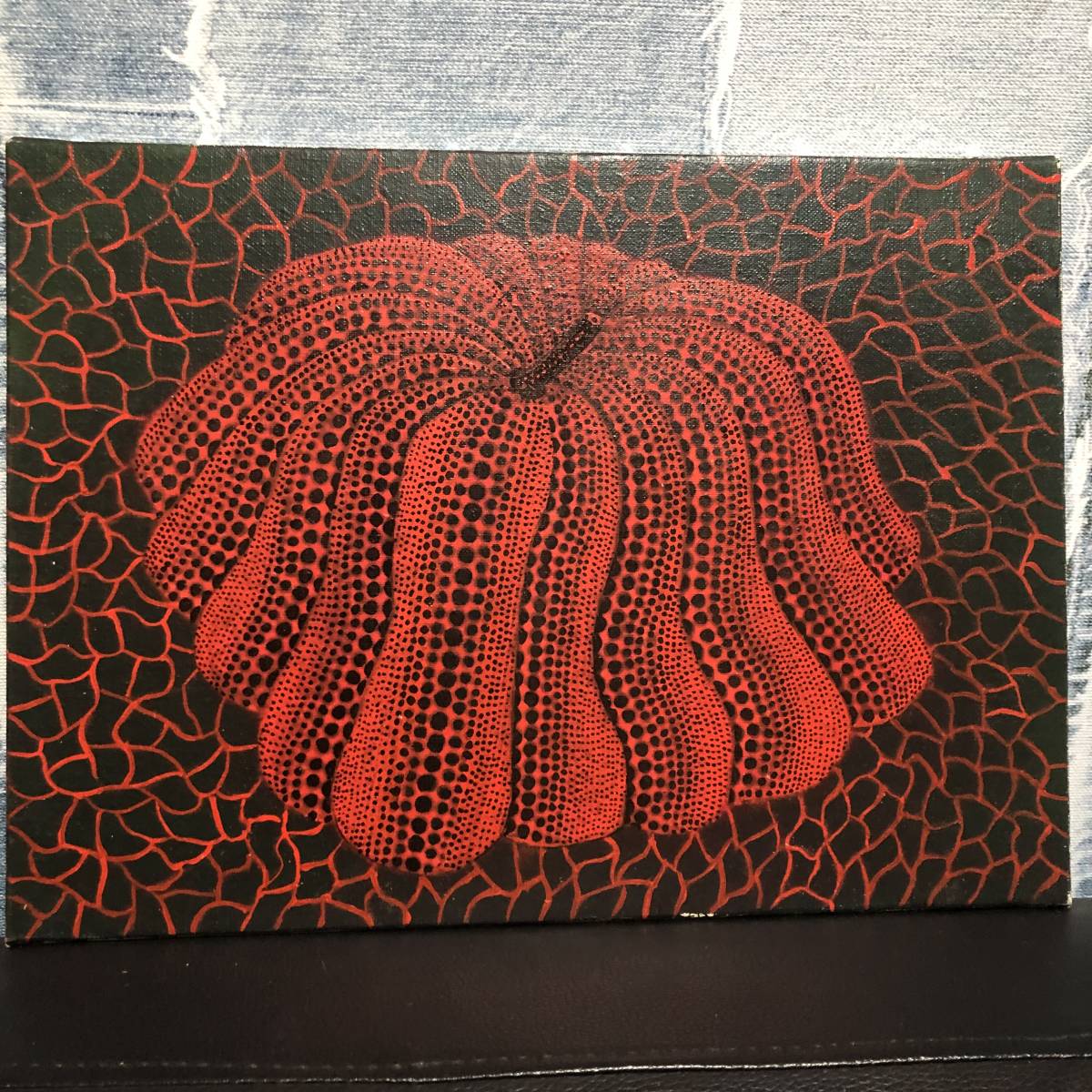絵画美術 油彩画 草間彌生 かぼちゃ 1999年作品 直筆肉筆 サイン 額装