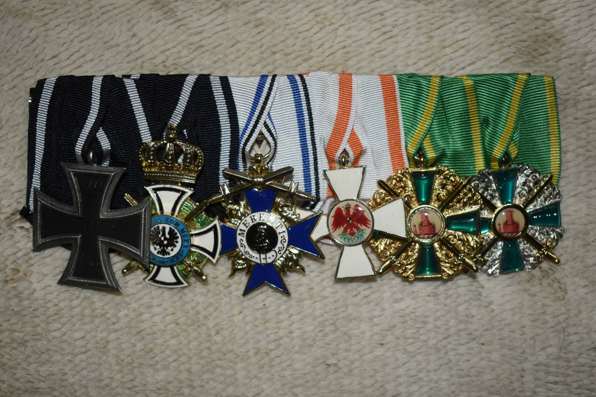 W帝政ドイツ軍/プロイセン王国＊5連ミニチュア襟用勲章（実物） 工房資料