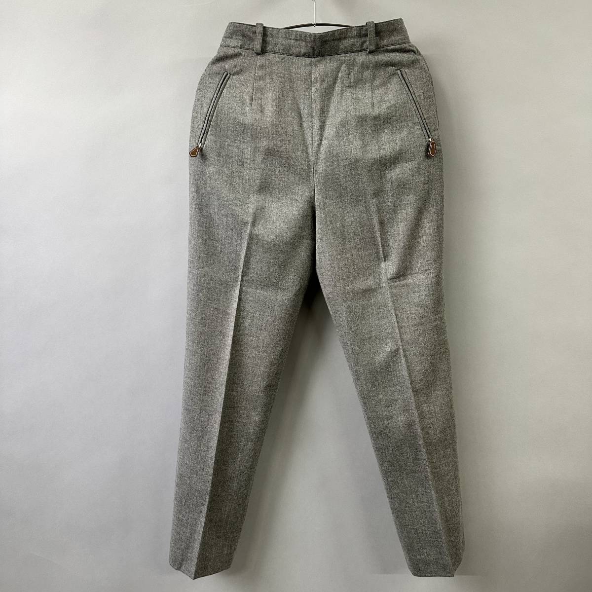 美品 エルメス HERMES スラックス パンツ ウール*カシミヤ 38 グレー