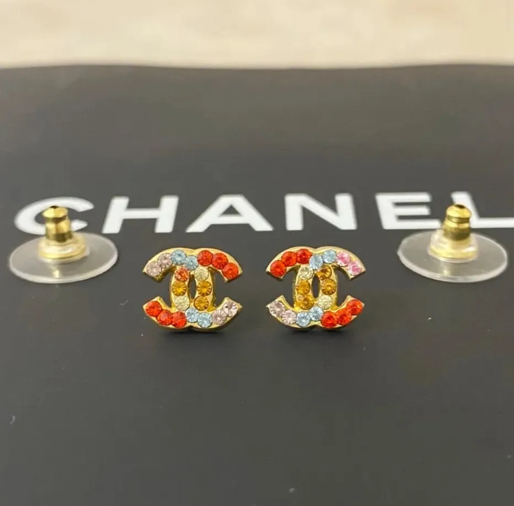 シャネル ピアス ミニ ココマーク マルチ ストーン ゴールド 石 ロゴ