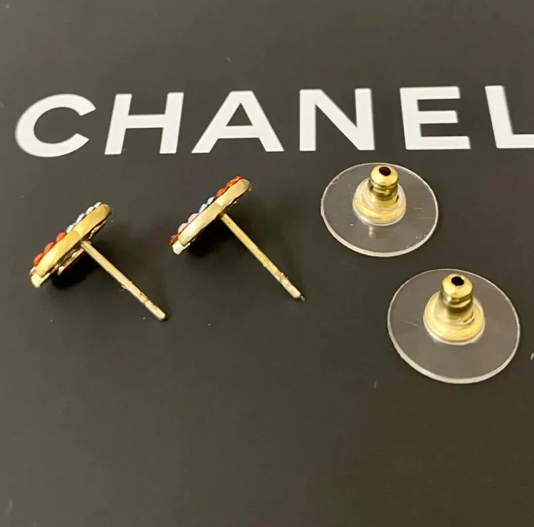 シャネル ピアス ミニ ココマーク マルチ ストーン ゴールド 石 ロゴ