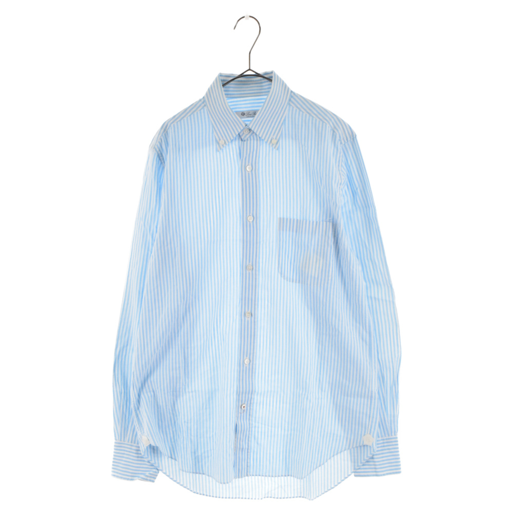 Loro Piana ロロピアーナ ストライプ 長袖ボタンシャツ ブルー