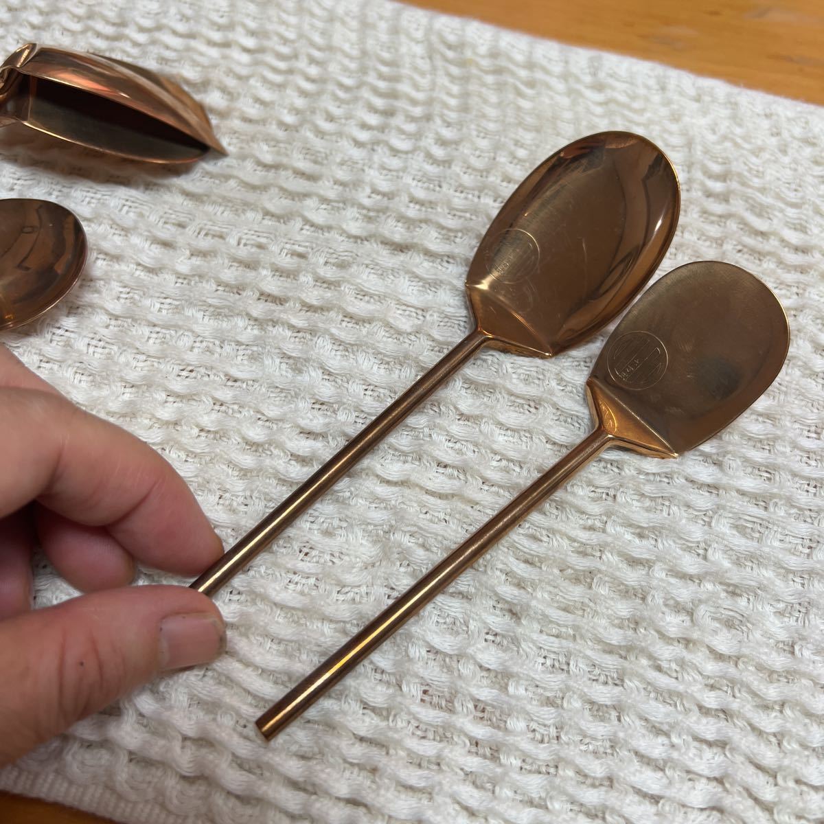 銅製 六方式灰匙 6本セット 茶道具 茶器 レトロ 茶道具 灰匙 共箱 『