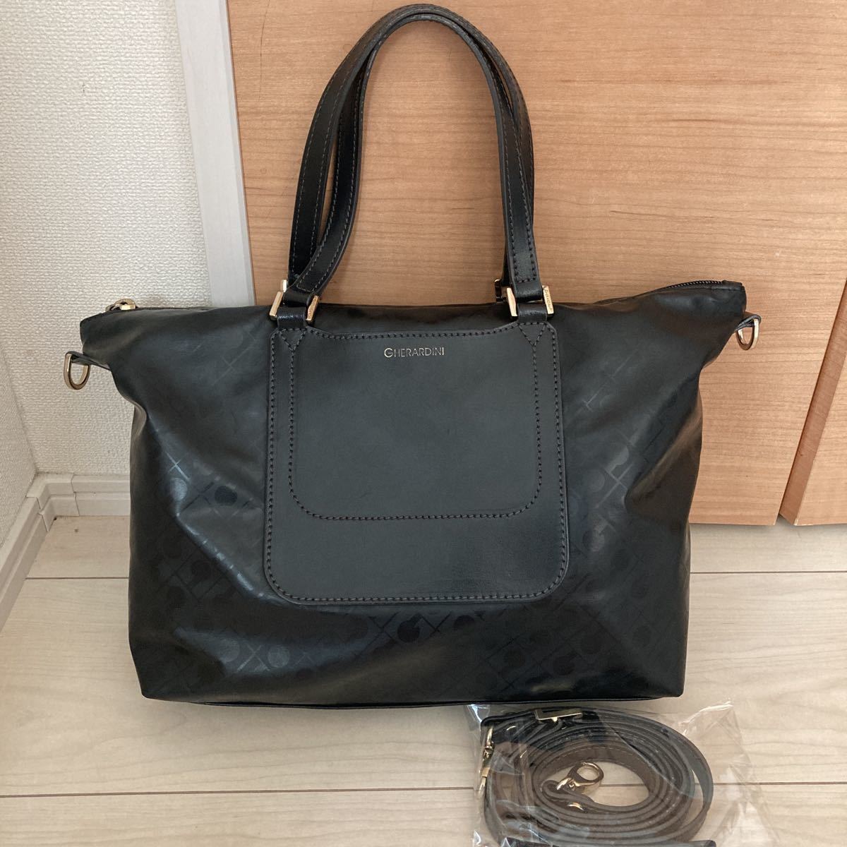 美品』GHERARDINI 超美品ゲラルディーニ・黒2wayバッグ ゲラルディーニ 