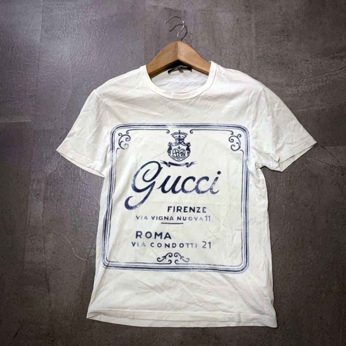 1円~ ＊ イタリア製 'ラグジュアリーウェア' GUCCI グッチ 半袖 ロゴプリント Tシャツ / カットソー XS メンズ 高級紳士服 323234 X3928