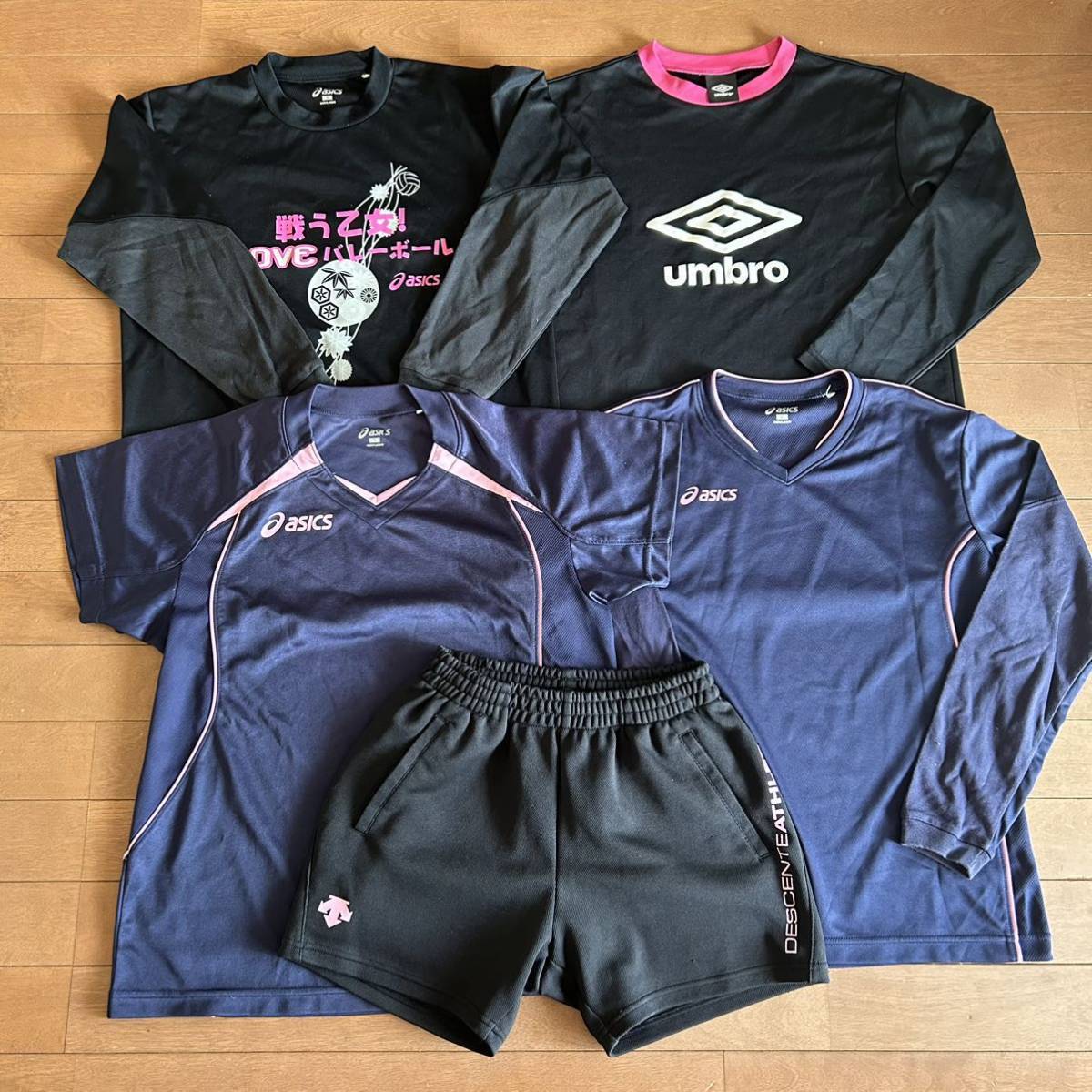 150㎝〜 バレー　練習着　セット　長袖　Tシャツ　長T (アシックス・アンブロ ・DESCENTE) 吸汗速乾 部活