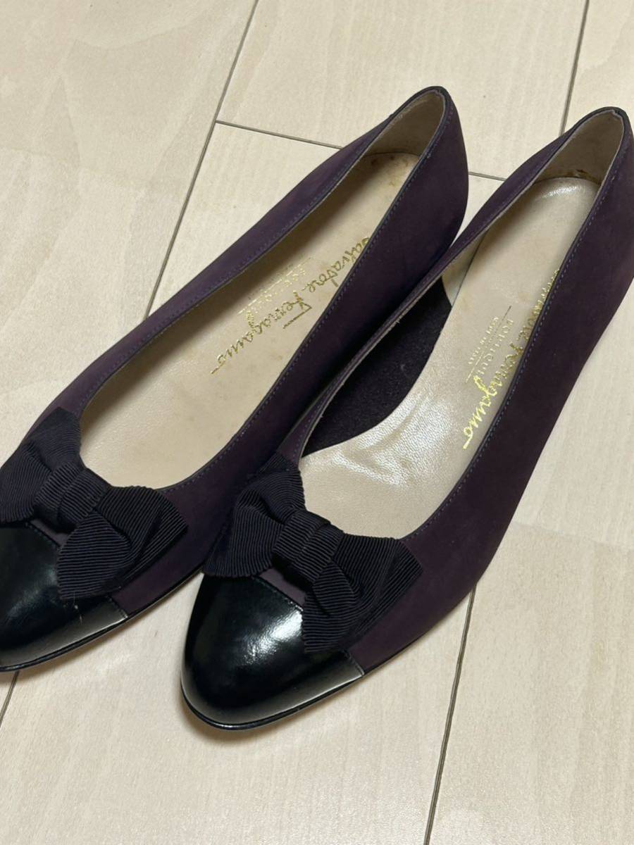 極美品 フェラガモ Salvatore Ferragamo リボンパンプス サイズ8C