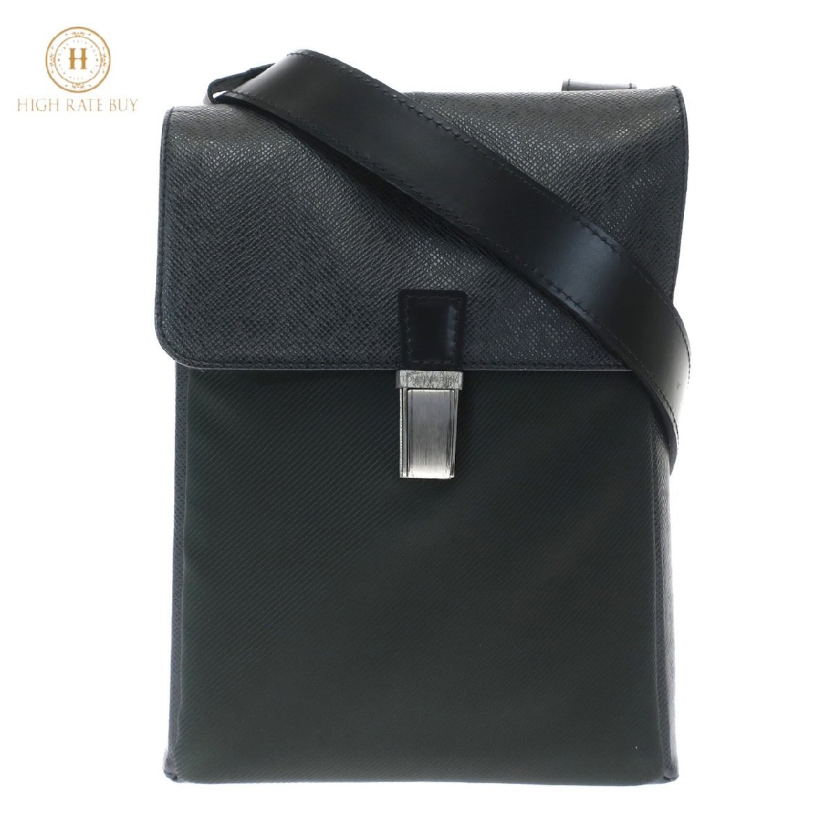 1円スタート 美品 LOUIS VUITTON ルイヴィトン サラトヴPM M30892 VI0093 タイガ アルドワーズ ショルダーバッグ クロスボディ ブラック