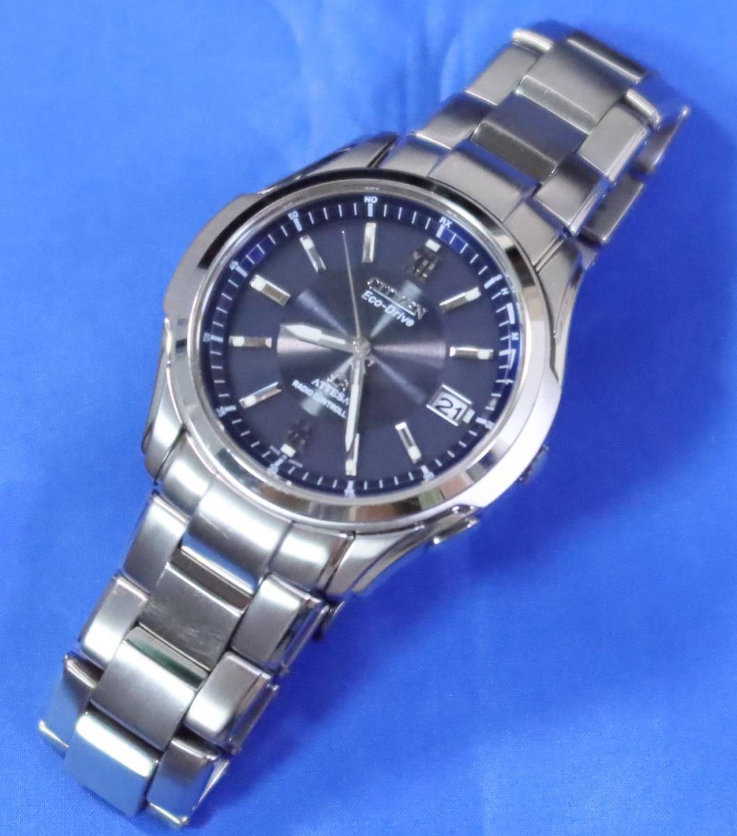 シチズン アテッサ ATD53-2642 電波ソーラー チタン メンズ腕時計 中古完全動作品