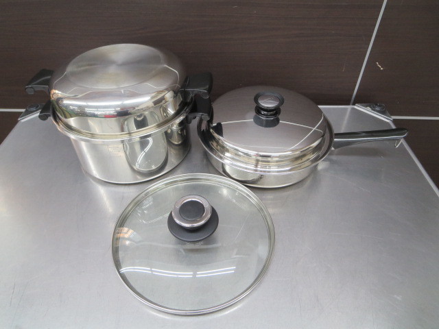 値下げ Amway Queen アムウェイクィーン 鍋セット 中古 ※両手鍋 片手鍋