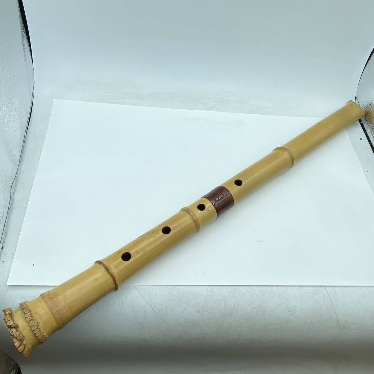 S5】 楽器 尺八 在銘 蘭畝 2印 60cm 竹製 骨董品 コレクターズ品 布
