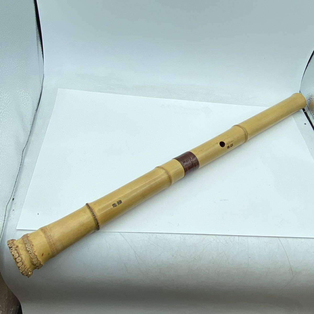 S5】 楽器 尺八 在銘 蘭畝 2印 60cm 竹製 骨董品 コレクターズ品 布