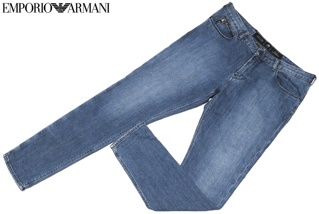 美品 EMPORIO ARMANI エンポリオアルマーニ J36 スリムフィット インディゴ ストレッチ デニムパンツ ジーンズ W34 国内正規品 メンズ