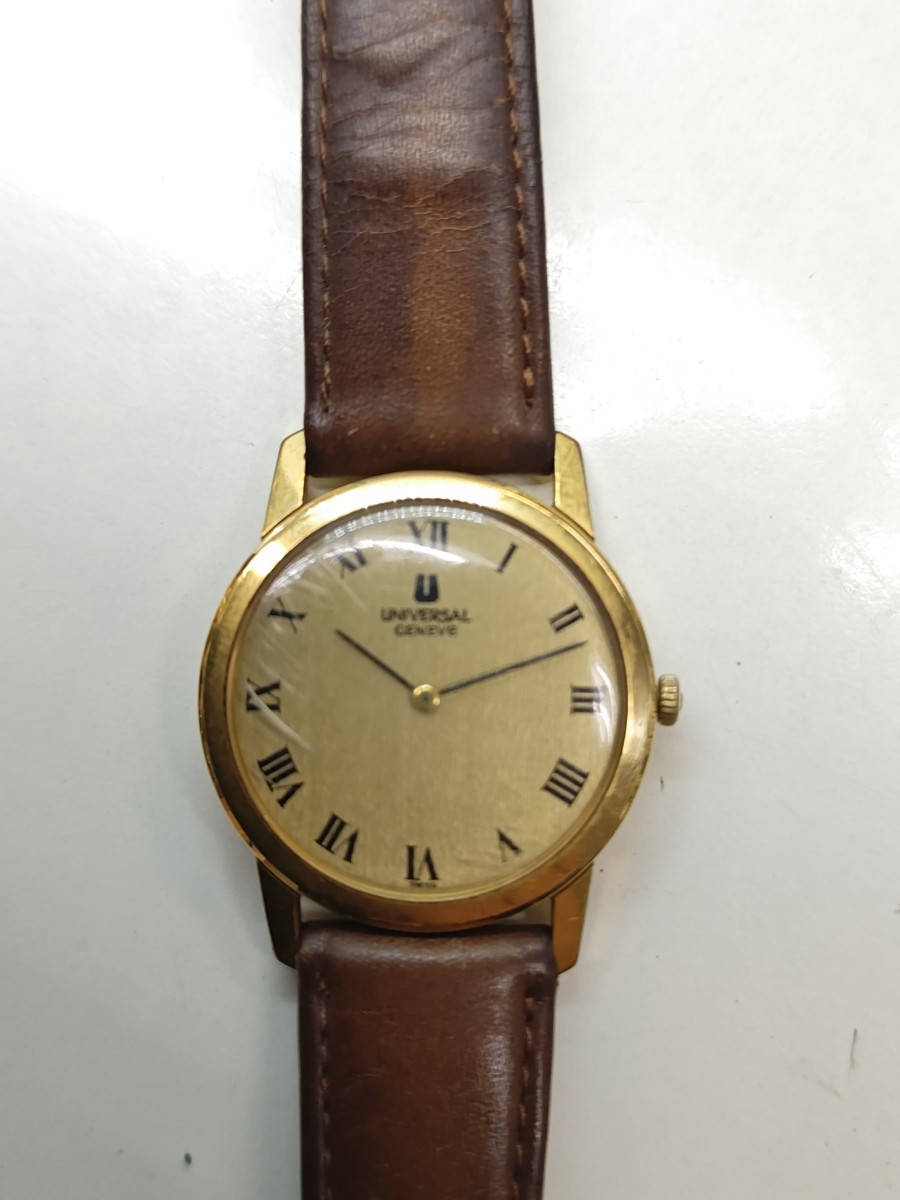ジャンク★UNIVERSAL/ユニバーサル ジュネーブ ホワイト ローマン数字 メンズ Cal.1-42搭載 SS 手巻 アンティーク 現状中古品★ zejあ