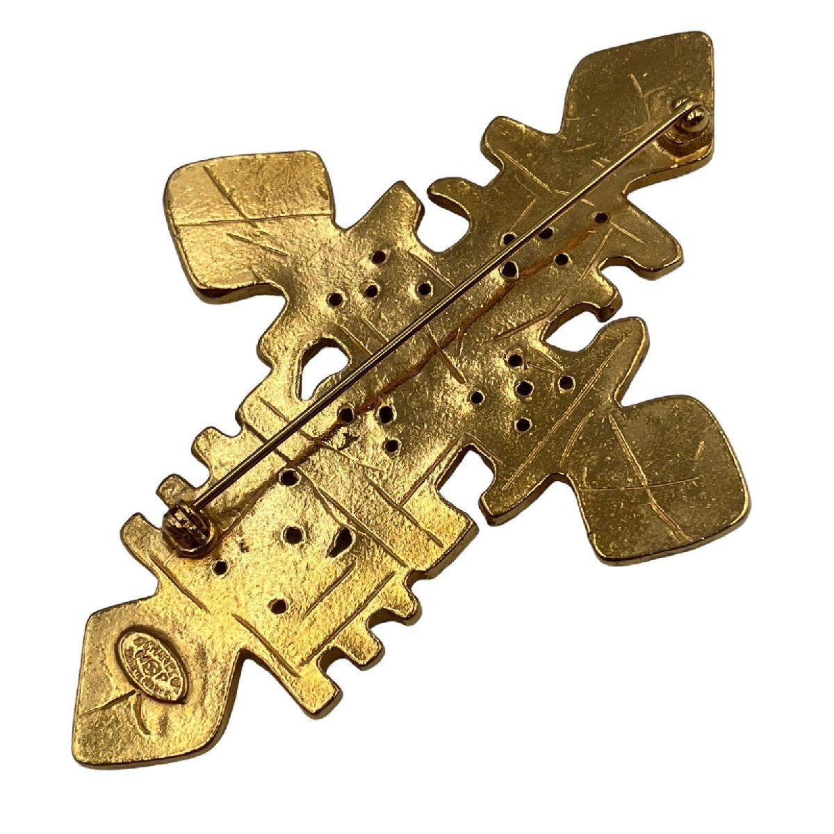 CHANEL シャネル ブローチ クロスモチーフ ココマーク ゴールドカラー ヴィンテージ P