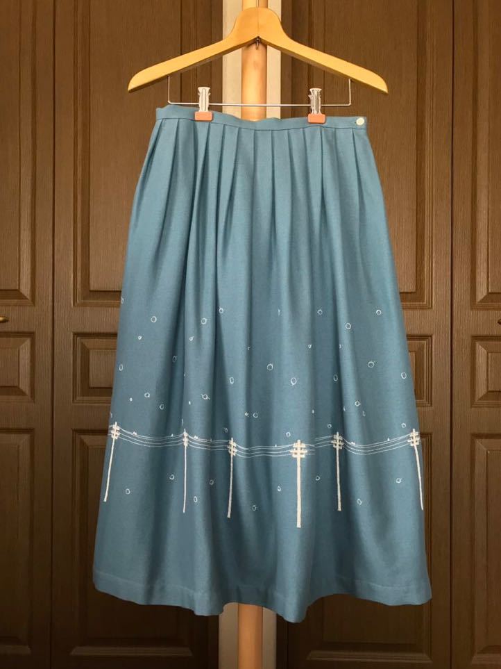 ミナペルホネン　スカート　yuki-no-hi　40　ブルー