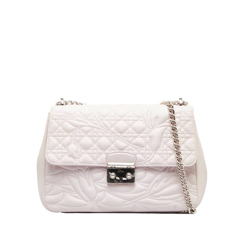 ディオール カナージュ ニューロック シルバー金具 チェーンショルダーバッグ ピンク レザー レディース Dior【中古】