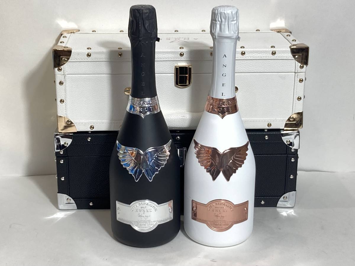 未開栓!!送料無料!!エンジェル　ロゼ　ホワイト　ブラック（シャンパン）750ml　12.5％　ケース付　計2本セット!　※同梱不可