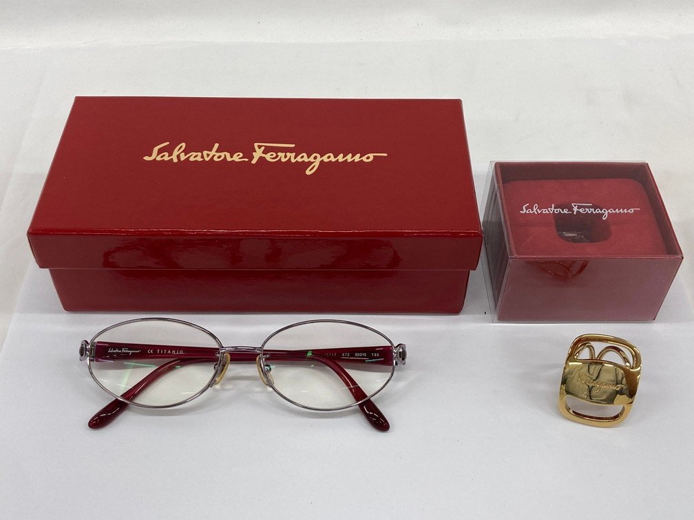 Salvatore Ferragamo　サルヴァトーレフェラガモ　服飾小物　2点おまとめ　眼鏡　スカーフリング【BIAY4009】