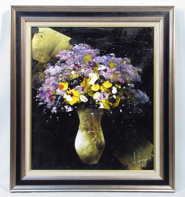 真作 渡部ひでき 油彩「薔薇」画寸F8 広島県出身 アートウェーブ72代表