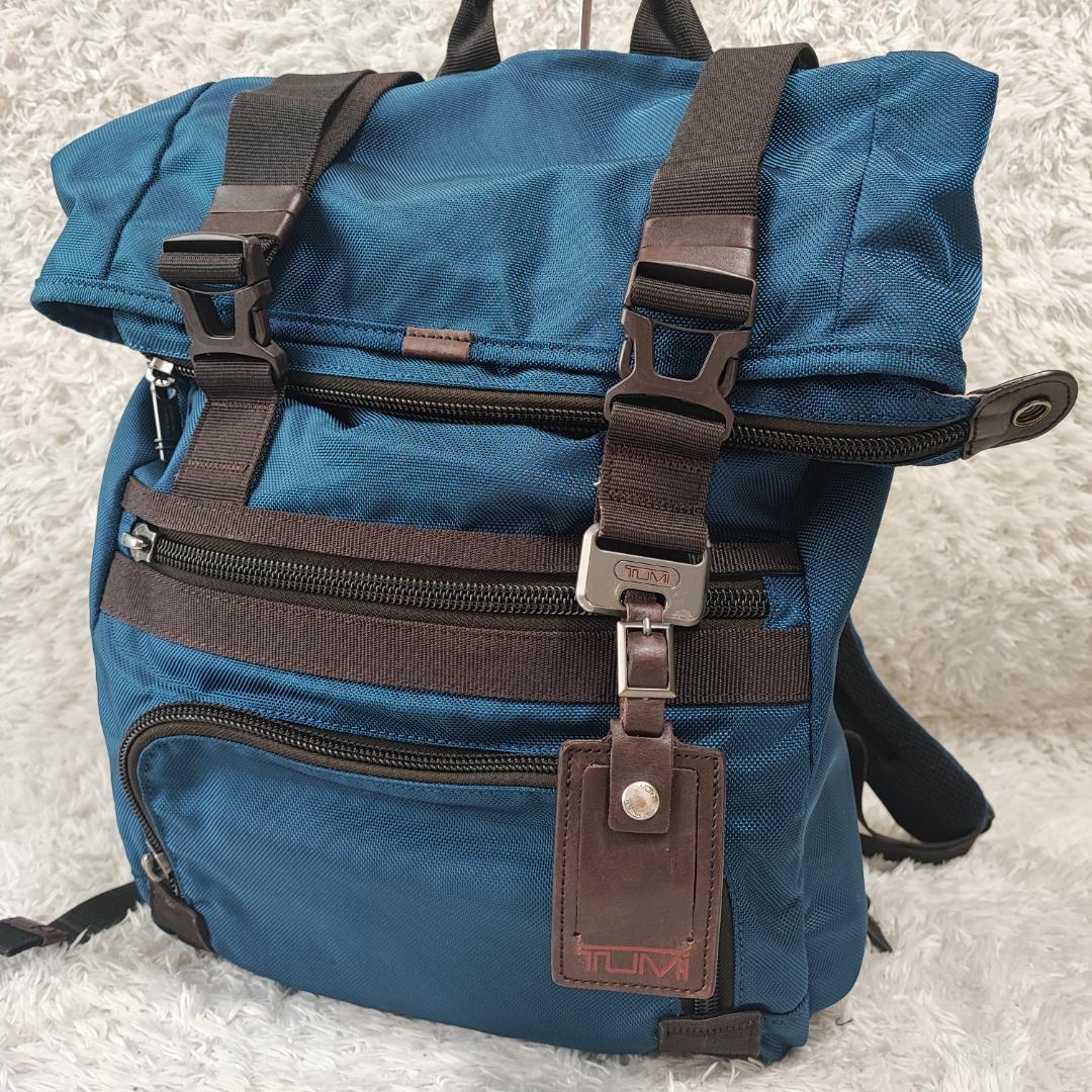1円 TUMI トゥミ リュック『ミッドヴェール』FXT ロール トップ バックパック ヒッコリー 69384BTO ブルー系 A4 大容量 メンズ