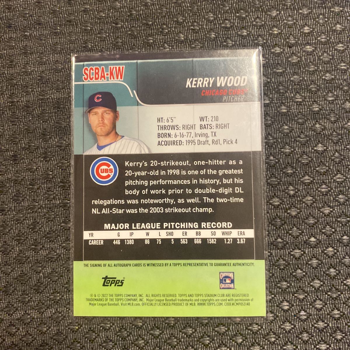 ケリーウッド 2022 Topps Stadium Club Kerry Wood 直筆サインカード 